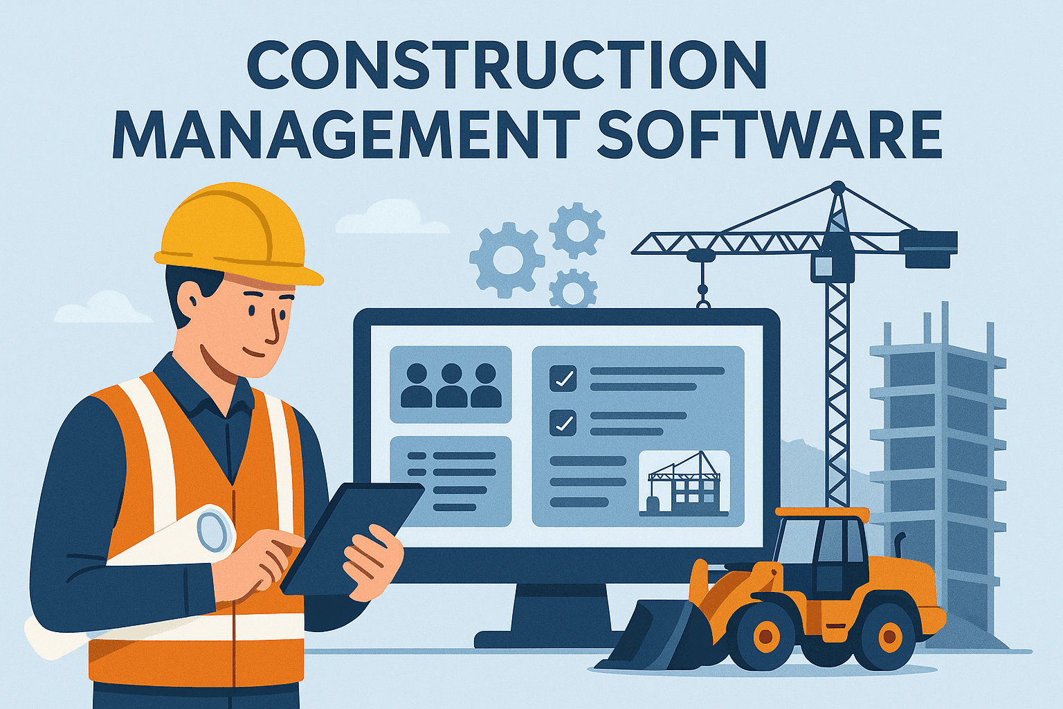 Construction management software interface with project management tools